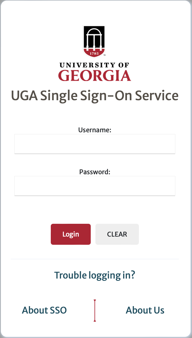 CAS login with UGA ID page